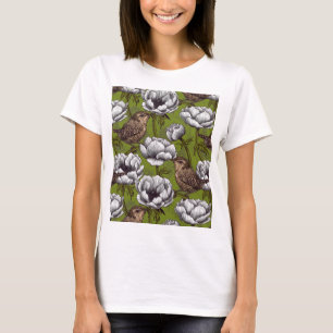 Camiseta Flores e flores de anêmona branca