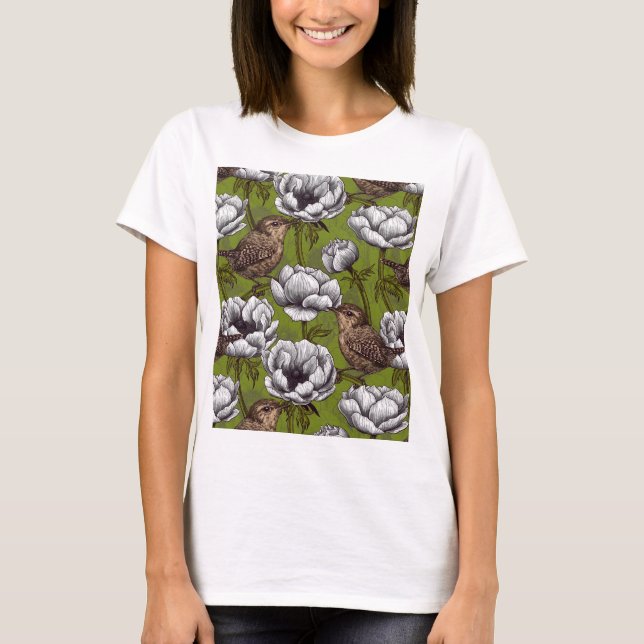 Camiseta Flores e flores de anêmona branca (Frente)
