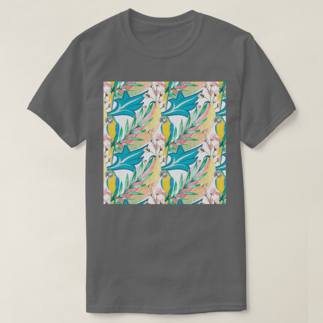Camiseta Flores e papagaios (Frente do Design)