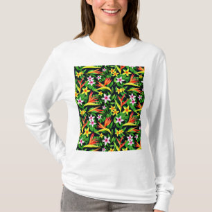 Camiseta Flores em Aquarela e Frutas Padrão Floral-23768