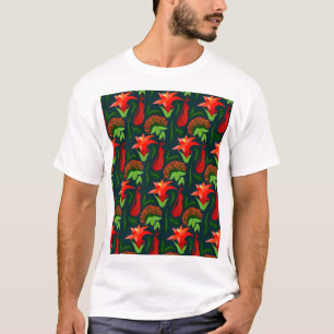 Camiseta Flores Exóticas Coloridas Folhas Padrão-23187