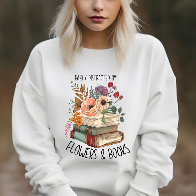 Camiseta Flores facilmente distraídas livros elegantes flor (Criador carregado)