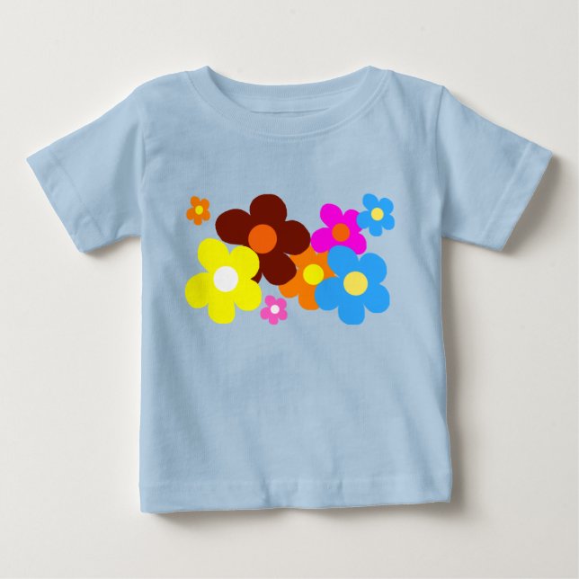 Camiseta Flores Felizes Azul Claro (Frente)