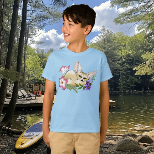 Camiseta Flores Fennec Fox Cute (Criador carregado)