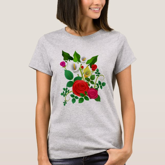 Camiseta Flores floridas coloridas lindas (Frente)