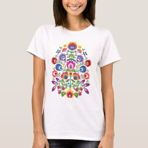 Camiseta Flores folclóricas, mistura de cores 3