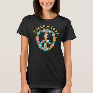 Camiseta Flores Hippie Sinais De Paz E Amor