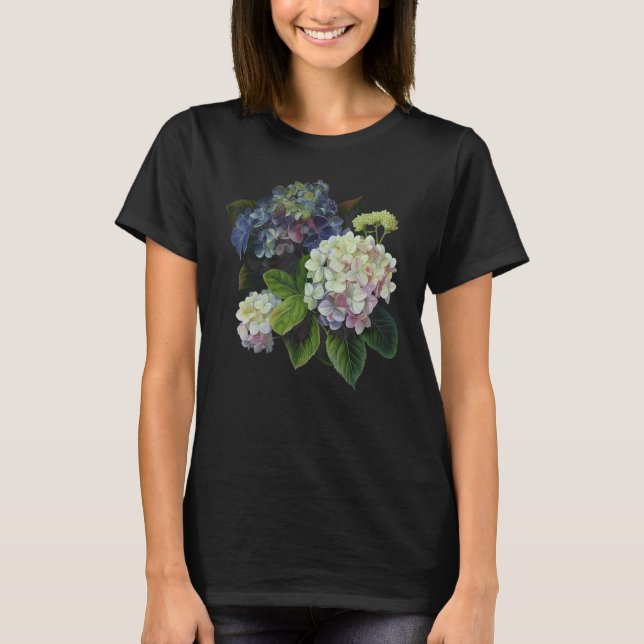Camiseta Flores Hydrangea do Mês de Nascimento (Frente)
