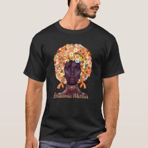 Camiseta Flores Laranja Afro Cabelo Mulher Negra Leucemia W