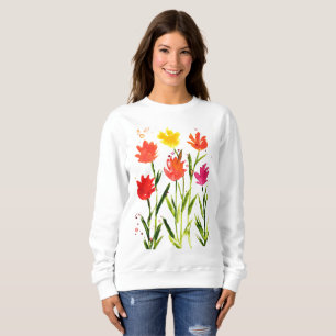 Camiseta Flores Laranja Aquarelas Flores Selvagens Natureza