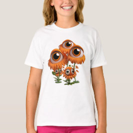 Camiseta Flores Laranja Divertidas Flores Olhais