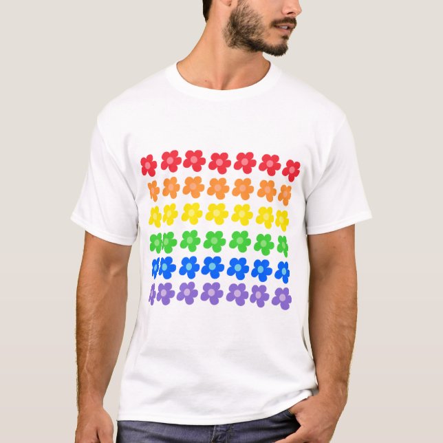 Camiseta Flores LGBT Arco-Íris Orgulho gay design (Frente)