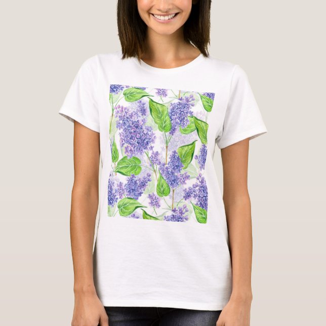 Camiseta Flores lilás aquáticas (Frente)