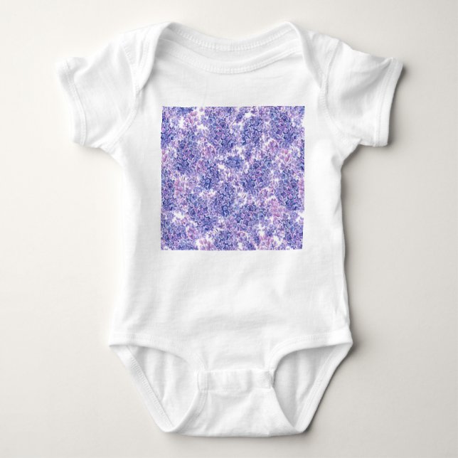 Camiseta Flores lilás de cor aquosa violeta (Frente)