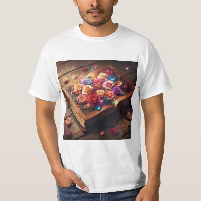 Camiseta Flores Literarias: Crecimiento del Conocimiento (Frente)