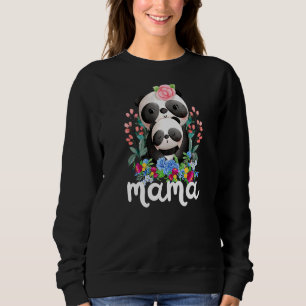 Camiseta Flores Mãe e Bebê Panda Dia de as mães Animal