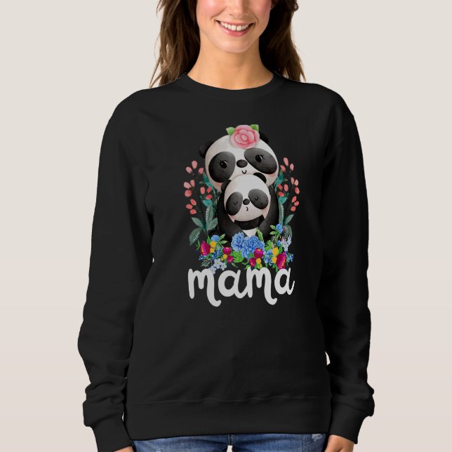 Camiseta Flores Mãe e Bebê Panda Dia de as mães Animal (Frente)