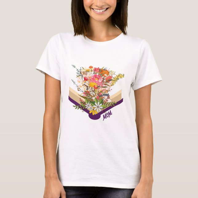 Camiseta Flores-Mãe Modernas Crescendo de monograma (Frente)