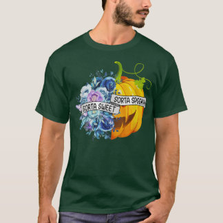 Camiseta Flores meio doces meio assustadoras Abóbora de Hal