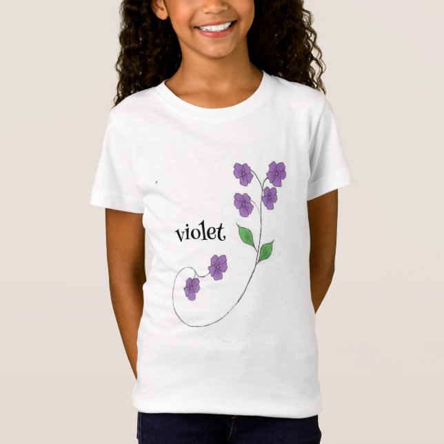 Camiseta Flores Menina Nome Violeta (Frente)