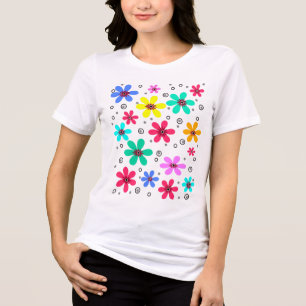 Camiseta Flores multicolores margaridas retrorreflecções