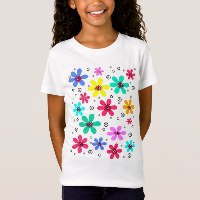 Camiseta Flores multicolores margaridas retrorreflecções (Frente)