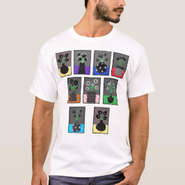 Camiseta Flores negras e brancas em vasos pretos