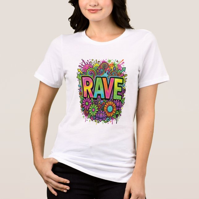 Camiseta Flores Neon RAVE (Frente)