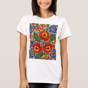 Camiseta Flores no Estilo de Petrykivsky Ucraniano
