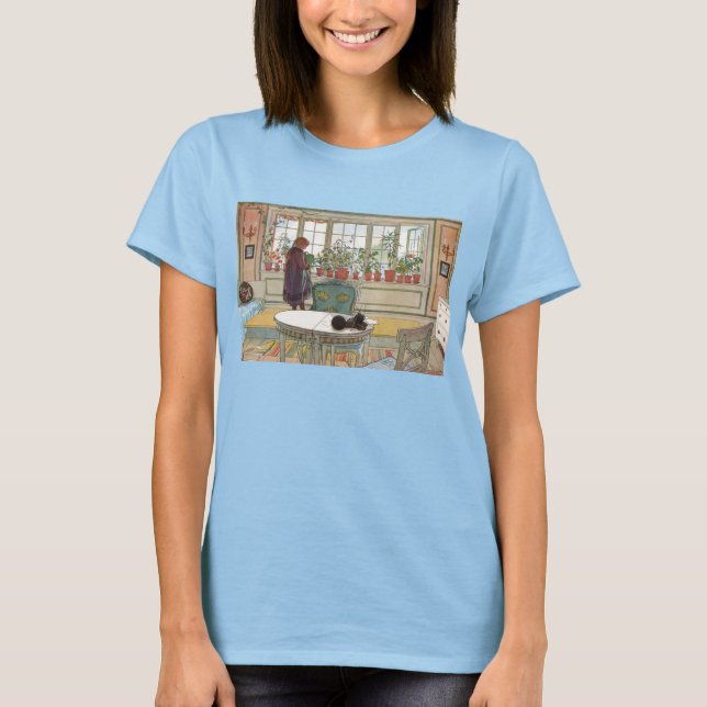 Camiseta Flores no Parapeito da Janela por Carl Larsson (Frente)