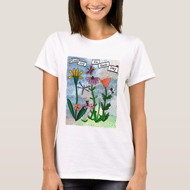 Camiseta Flores - Notas Musicais e Trabalho de arte de Aleg (Frente)