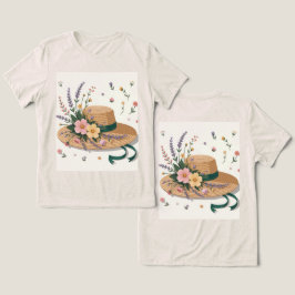 Camiseta Flores Palha China De Chapéu