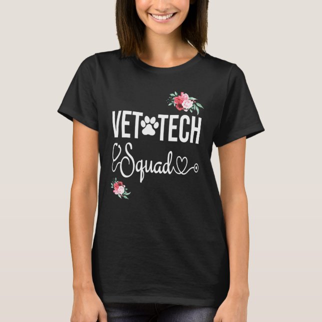 Camiseta Flores para impressão de pata-branca Vet Tech Squa (Frente)