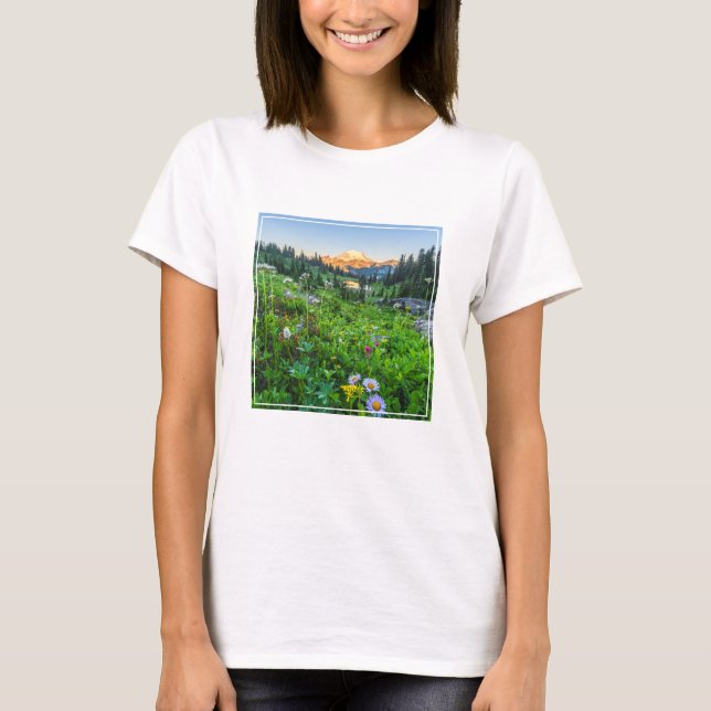 Camiseta Flores | Parque Nacional Monte Rainier (Frente)