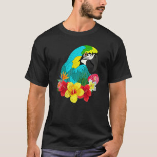 Camiseta Flores Pássaro Selva Animal Tropical Arara Papagai