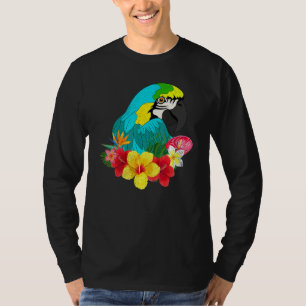 Camiseta Flores Pássaro Selva Animal Tropical Arara Papagai