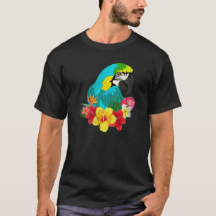 Camiseta Flores Pássaro Selva Animal Tropical Arara Papagai