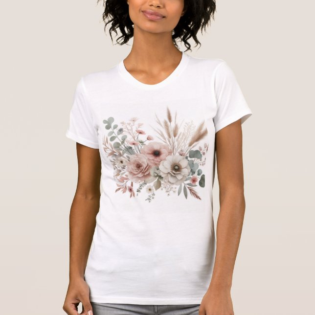 Camiseta Flores pastosas de aquarela, flores em Candy Land (Frente)