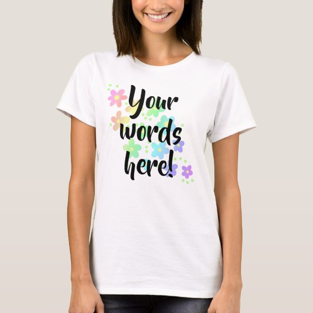 Camiseta Flores Personalizadas do Arco-Íris Camiseiros Mulh (Frente)