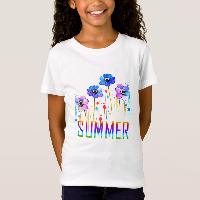 Camiseta Flores pingando neon personalizadas (Frente)