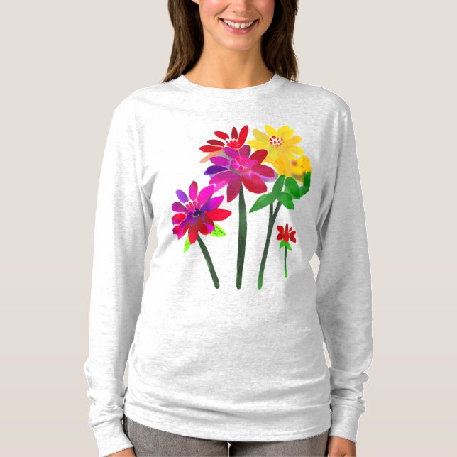 Camiseta Flores Pintadas Adoráveis: Aquarela (Frente)