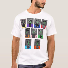 Camiseta Flores pretas e brancas em vasos pretos