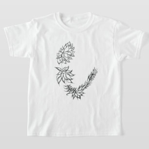 Camiseta Flores Preto Branco Arte de Tatuagem Tribal Abstra