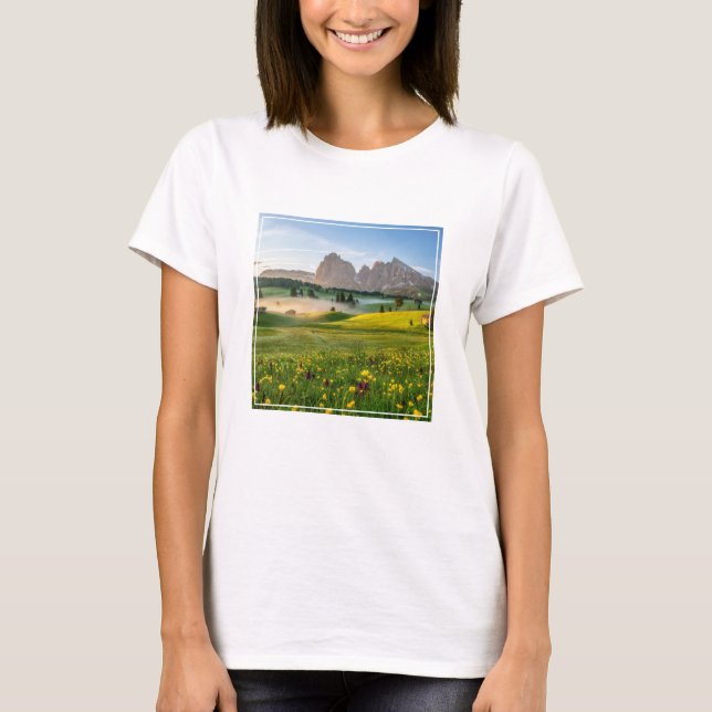 Camiseta Flores | Primavera Alpe di Siusi Langkofel (Frente)