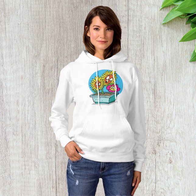 Camiseta Flores Raias Mulheres Hoodie (Criador carregado)