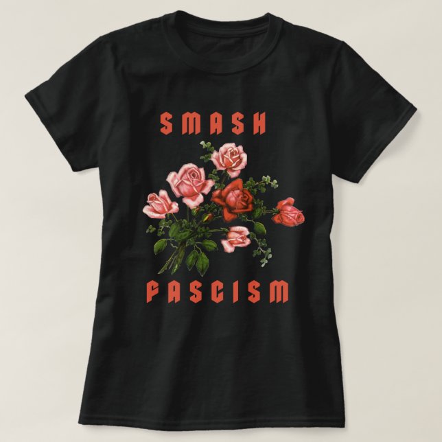 Camiseta Flores Retro - Fascismo Esmagador (Frente do Design)