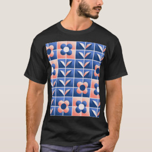 Camiseta Flores retrorestilizadas: padrão mosaico.
