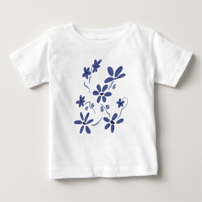 Camiseta Flores Românticas Azuis (Frente)