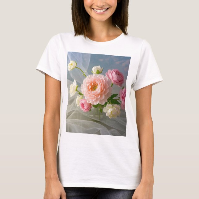 Camiseta Flores Rosa Elegantes De Eterno Delicadas (Frente)