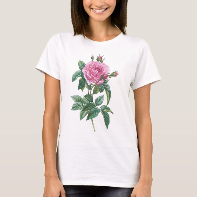 Camiseta Flores Rosa Rosa Rosa Rosa Rosa Rosa Rosa com Folh (Frente)